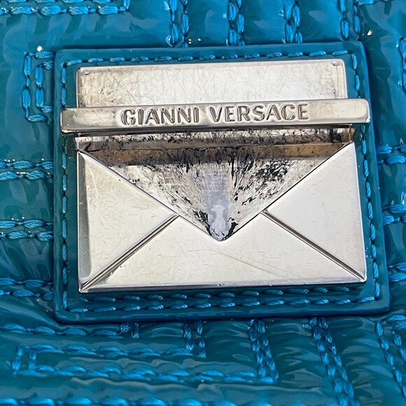 Gianni Versace Couture Turquoise Patent Leather Shoulder Bag - Preowned - Picture 16 of 16